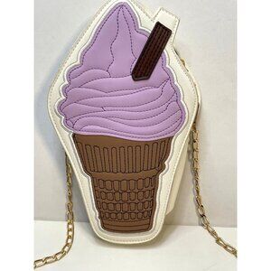 Ice Cream bag purse crossbody 9 1/2" x 6" faux leather purple white